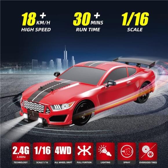 RC Drift Car 2.4GHz 1:16 Scale 4WD High Speed Remote Control Cars Vehicle - Picture 2 of 7